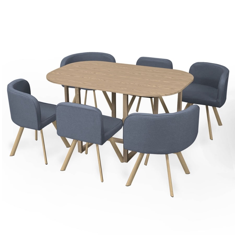 Ensemble table + 6 chaises encastrables grises
